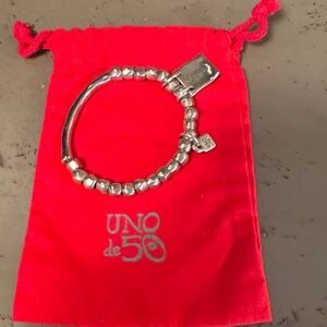 UNO de 50 Silver Beaded Charm Bracelet